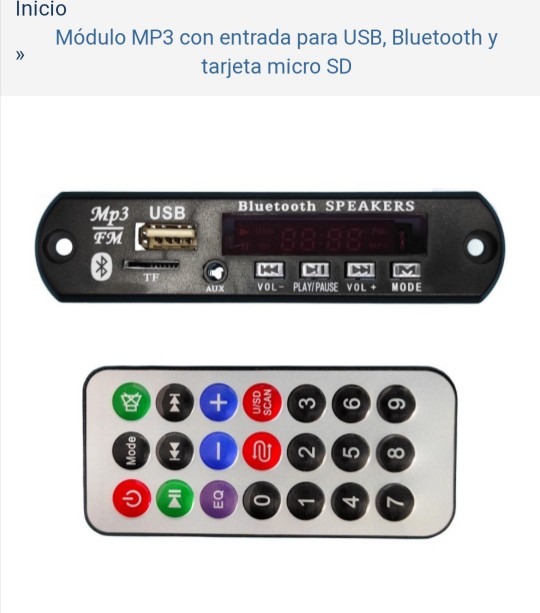 camaras y audio - Módulo MP3 Bluetooth con entrada USB