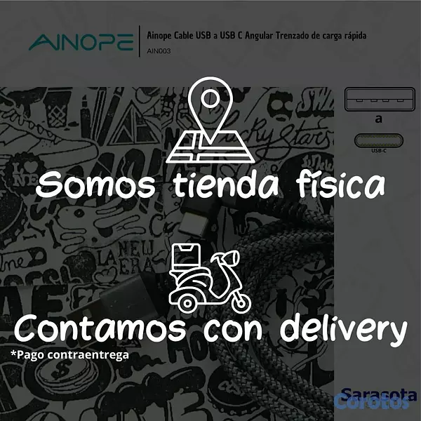 accesorios para electronica - Ainope Cable USB a USB C Trenzado Angular 3