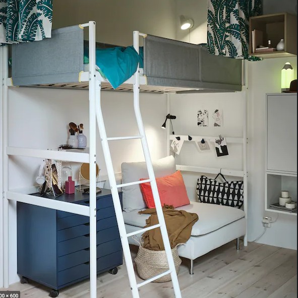 muebles y colchones - Cama alta modular y colchon espuma de IKEA