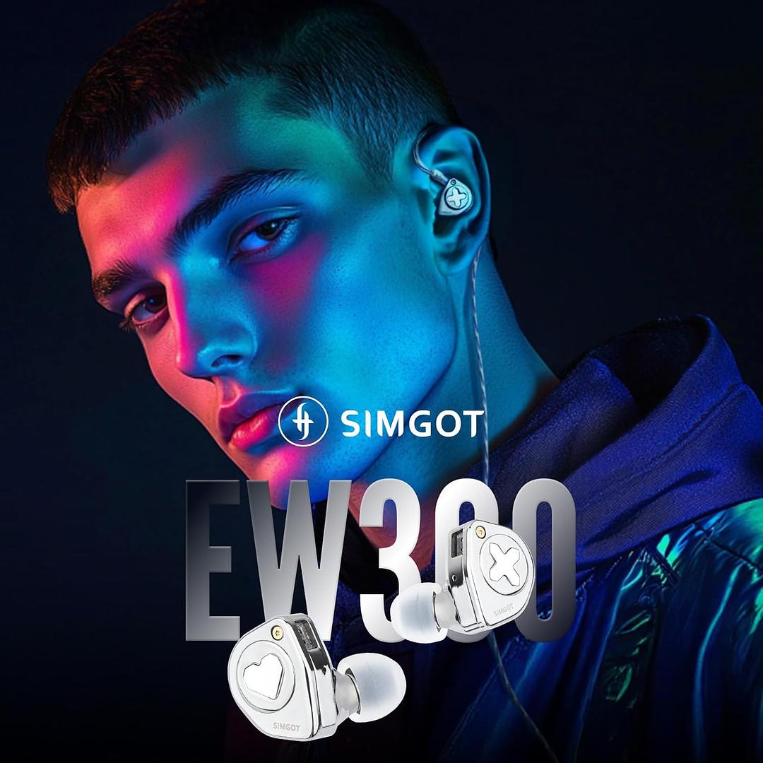 camaras y audio - SIMGOT EW300 1DD+1Planar+1PZT Hybrid Driver IEM 4