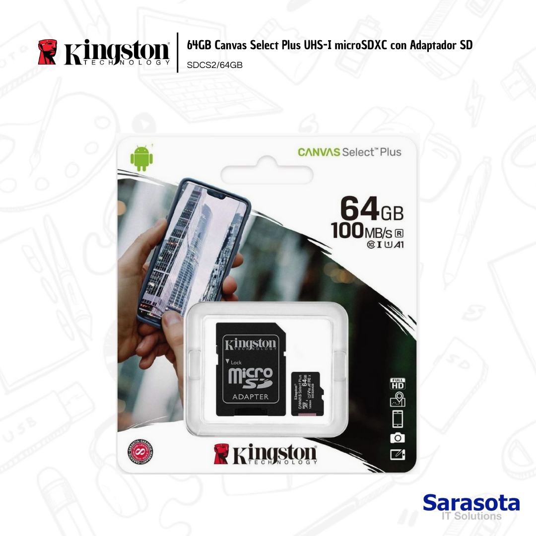 accesorios para electronica - Kingston 64GB Canvas Select Plus UHS-I microSDXC  1