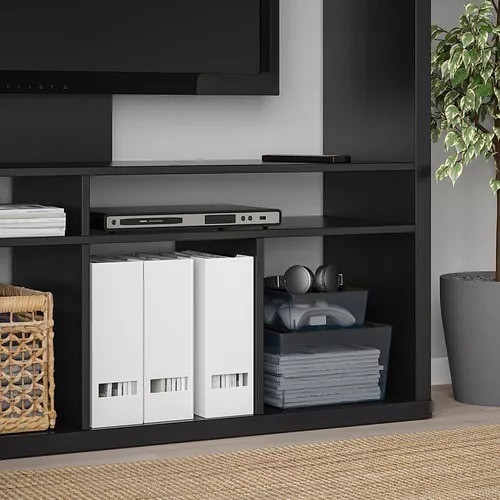 muebles y colchones - Estante con módulos de almacenaje y para TV, color negro 1