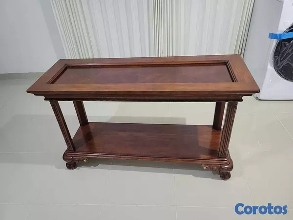 muebles y colchones - Mesa Parson madera maciza color caoba 2