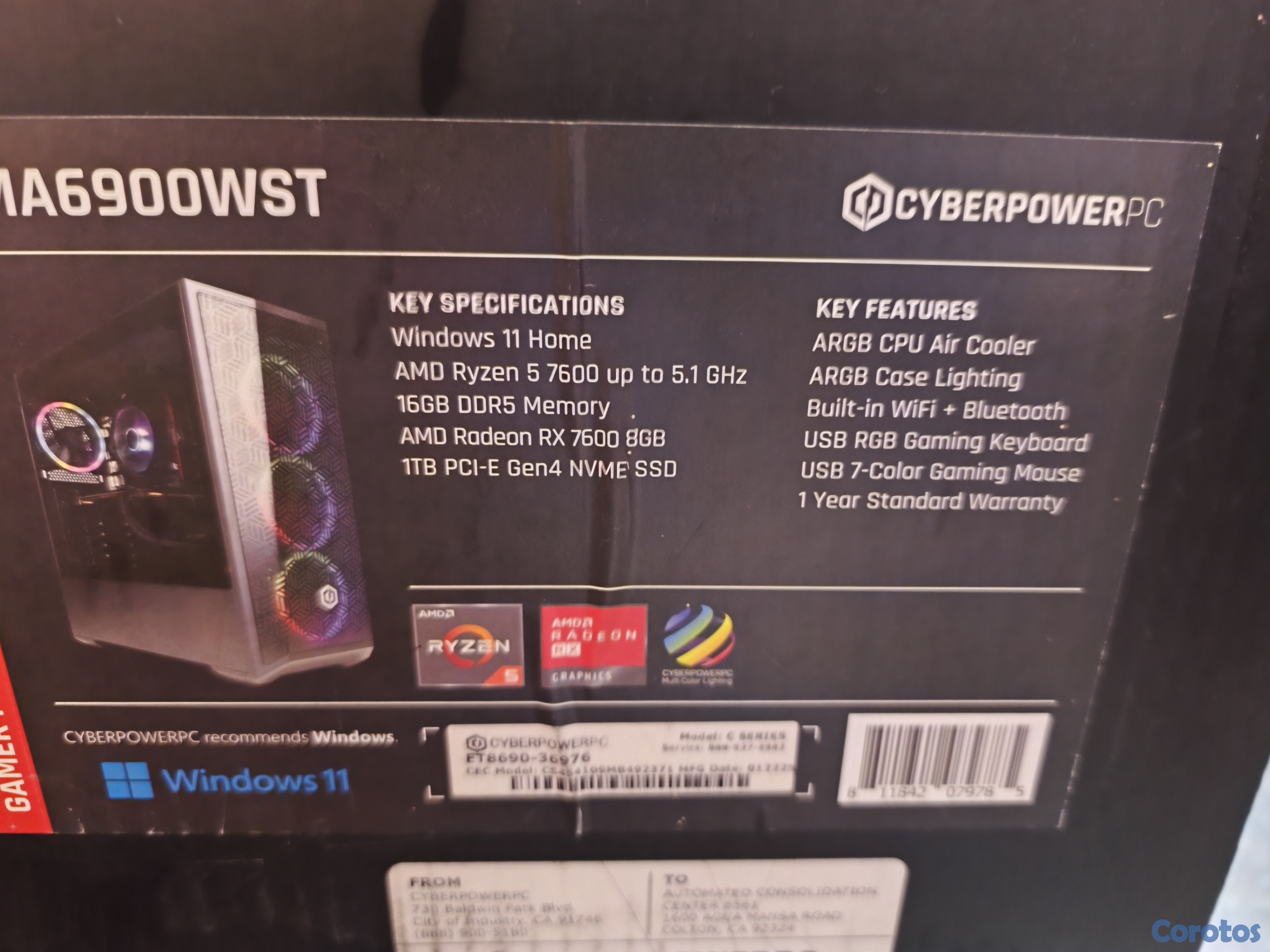 computadoras y laptops - PC Gamer am5 ryzen 5 7600 2