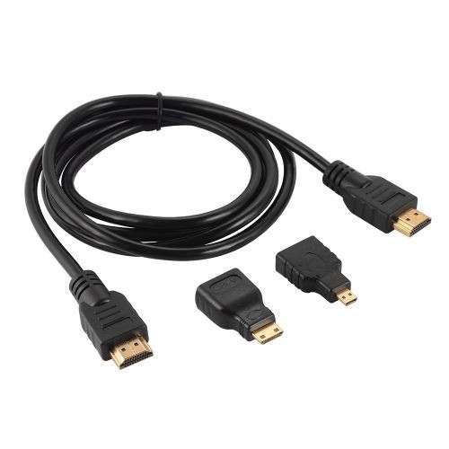 otros electronicos - Cable Hdmi 3 En 1 Con Adaptador Mini Y Micro Hdmi 1.5 Metros
 1