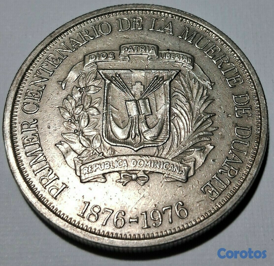 hobby y coleccion - Moneda Conmemorativa de 1976 (Primer peso en moneda de   Juan Pablo Duarte) 2