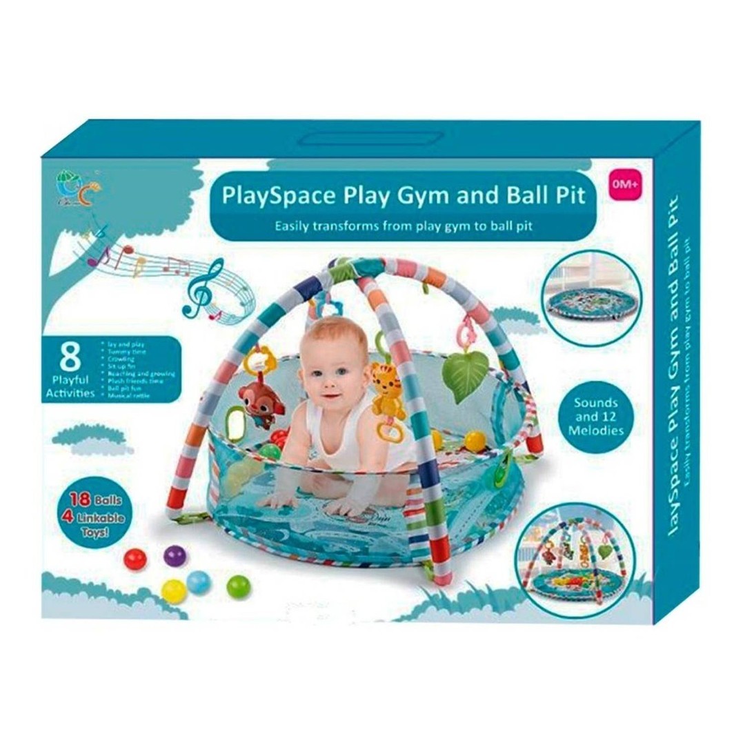 coches y sillas - Gimnasio de bebe 3 en 1 musical con 18 pelotas. Azul y rosado 0