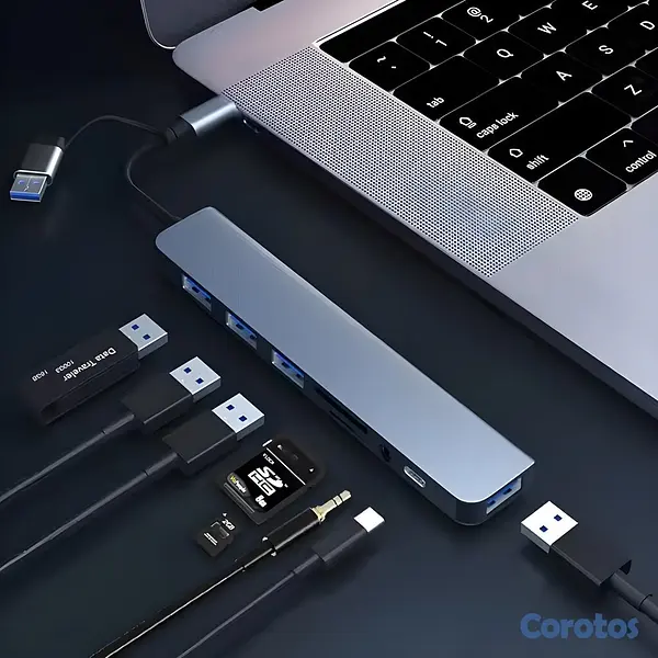 accesorios para electronica - Adaptador Hub USB C 8 en 1 – Multi-Puertos Laptop  3