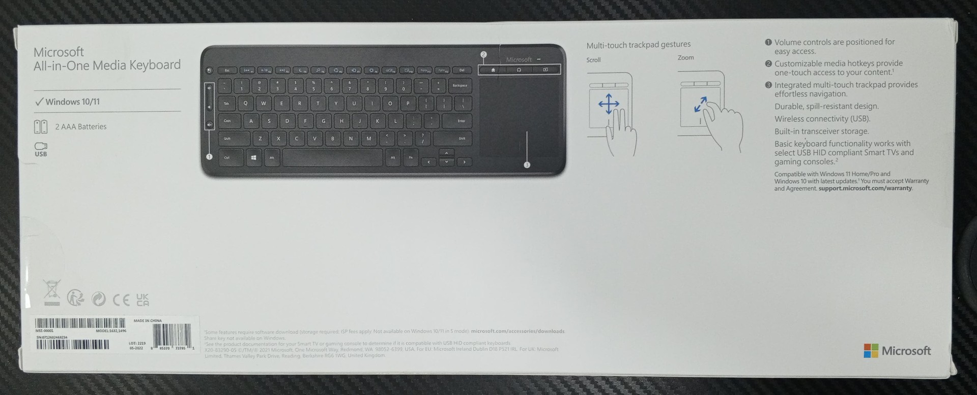computadoras y laptops - Teclado Microsoft All-in-One Media Keyboard 1