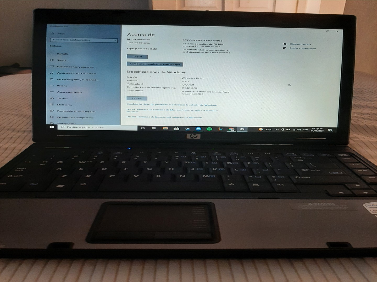 computadoras y laptops - Laptop hp compaq 6510b, 3 Gb ram, 1.80 GHz, disco duro ssd kingston 240 Gb.