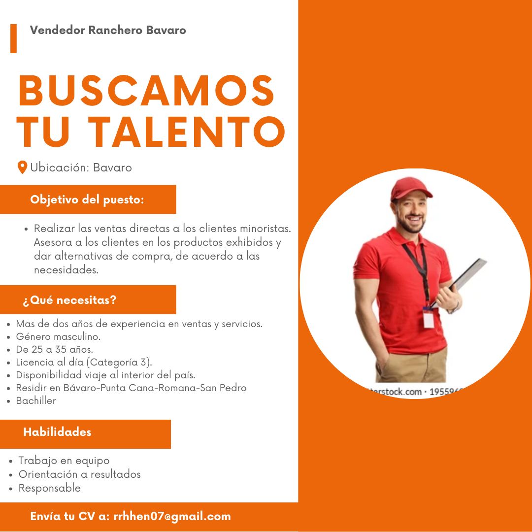 empleos disponibles - Vendedor Ranchero en Bavaro