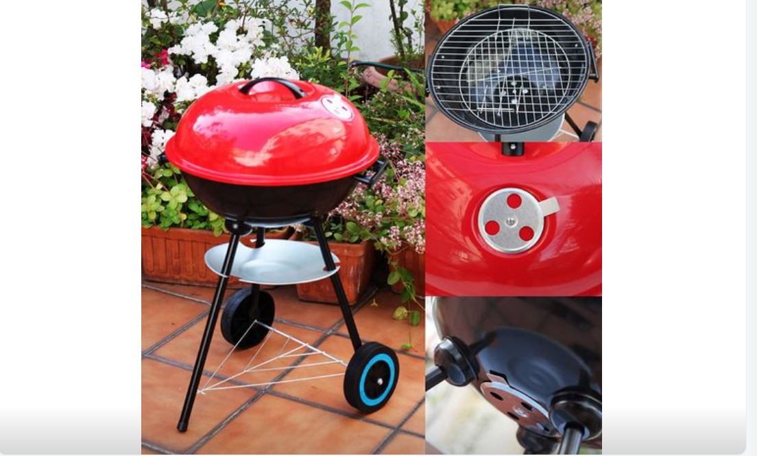 herramientas, jardines y exterior - Parrilla BBQ de carbon facil de transporte con ruedas 1