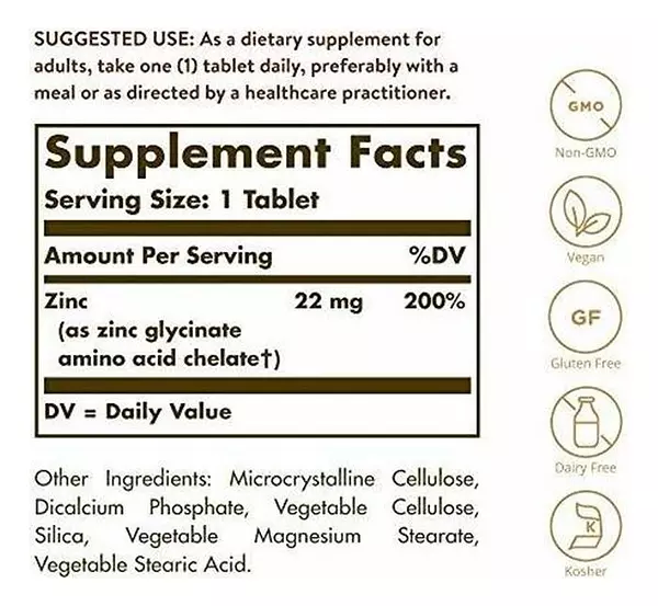 Salud y Equipamiento Médico - Zinc Quelado Solgar, 250 Tabletas - Zinc Para Una Piel Sana 2