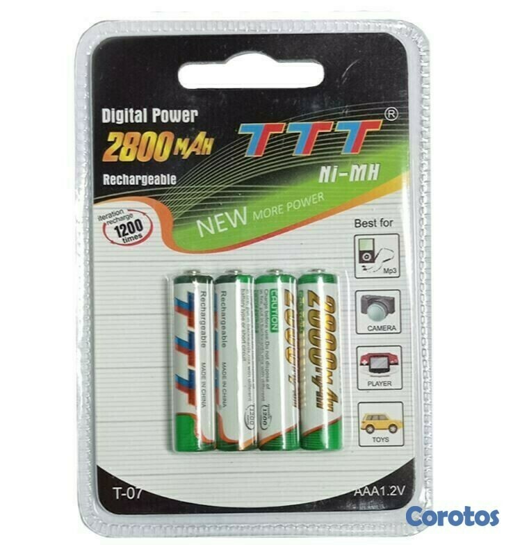 otros electronicos - Paquete de 4 Pilas Triple A Recargables 4 Unidades 1