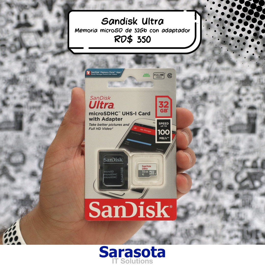 accesorios para electronica - Memoria microSD 32Gb SanDisk Ultra (100 MB/s) con adaptador