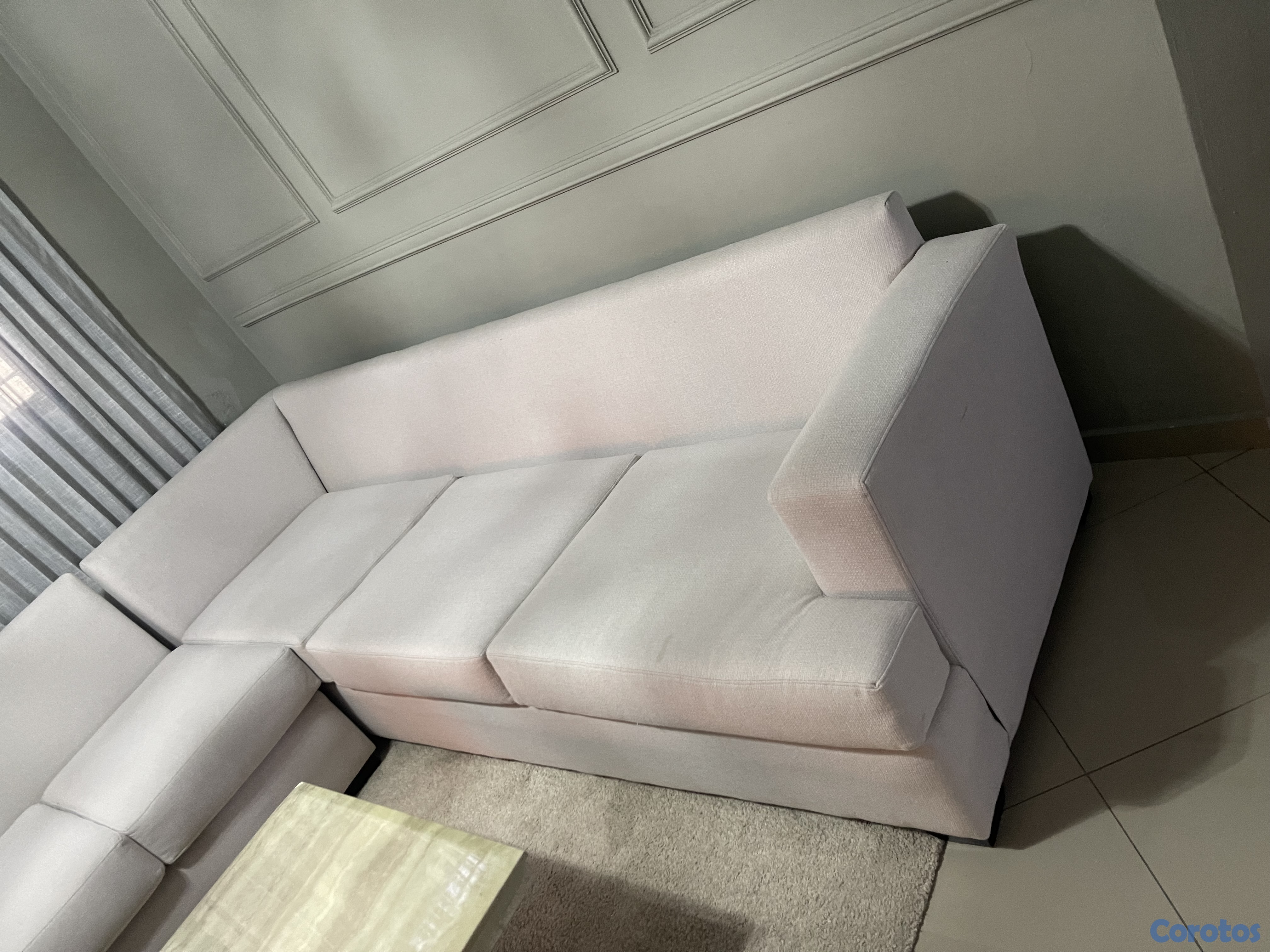 muebles y colchones - Juego de muebles en L color beige como nuevo  2