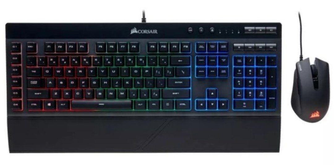 computadoras y laptops - TECLADO MOUSE CORSAIR (K55 + HARPOON) RGB GAMINING COMBO, USB, BACKLIT, ESPAÑOL  1