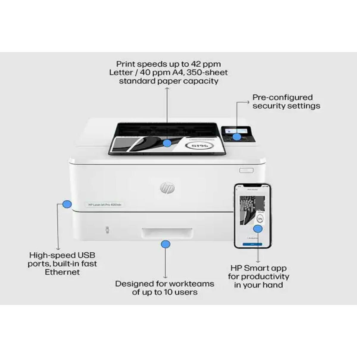 impresoras y scanners - IMPRESORA HP LASERJET PRO 4003DW,40PPM,DUPLEX/Wi-F