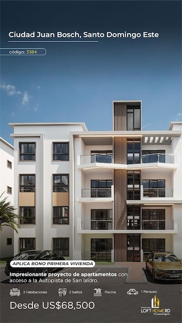 apartamentos - Venta de apartamento con bono primera vivienda en la ciudad Juan Bosh  3