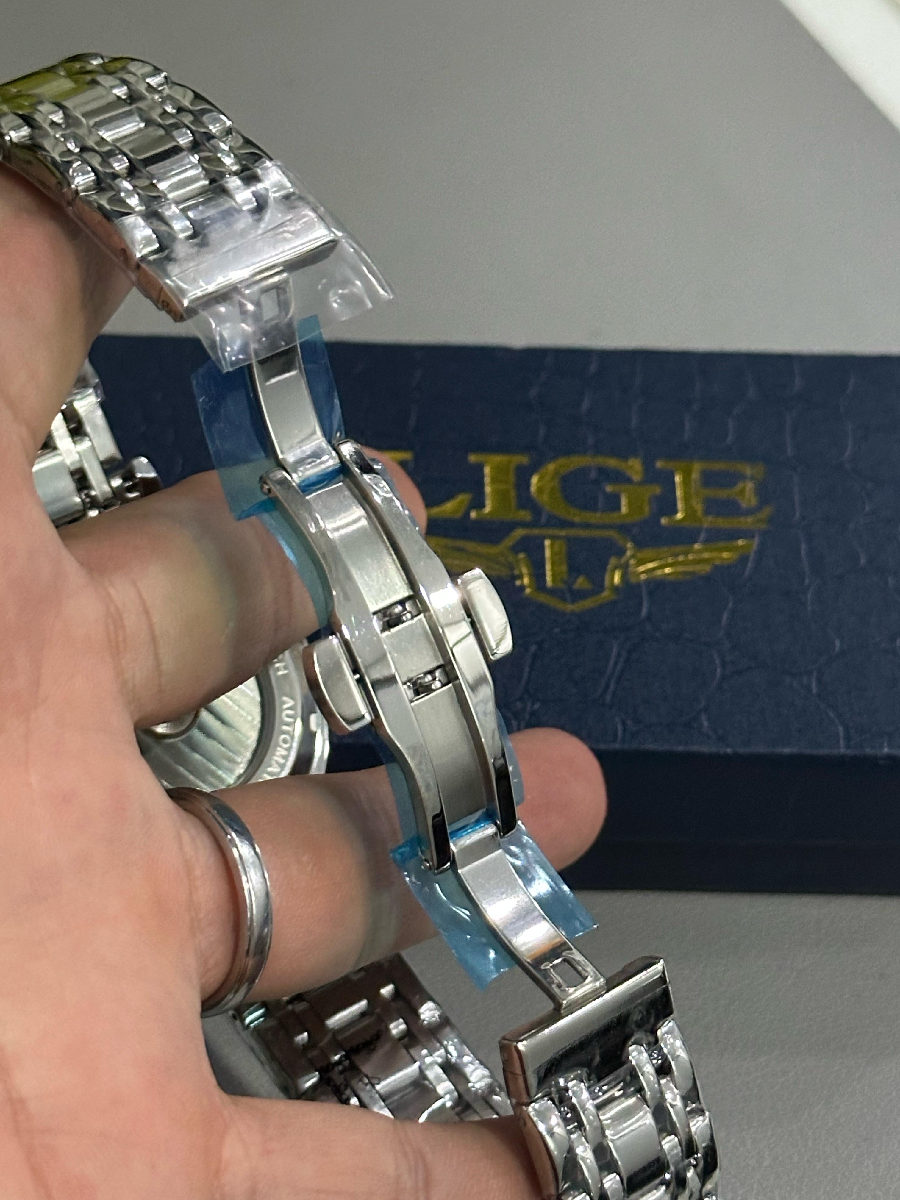 joyas, relojes y accesorios - reloj mecánico automático esfera azul  3