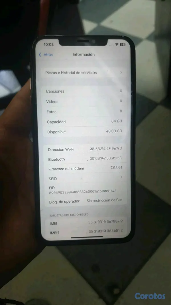 celulares y tabletas - Disponible iPhone  XS MAX 64GB  precio 9,500  peso  2