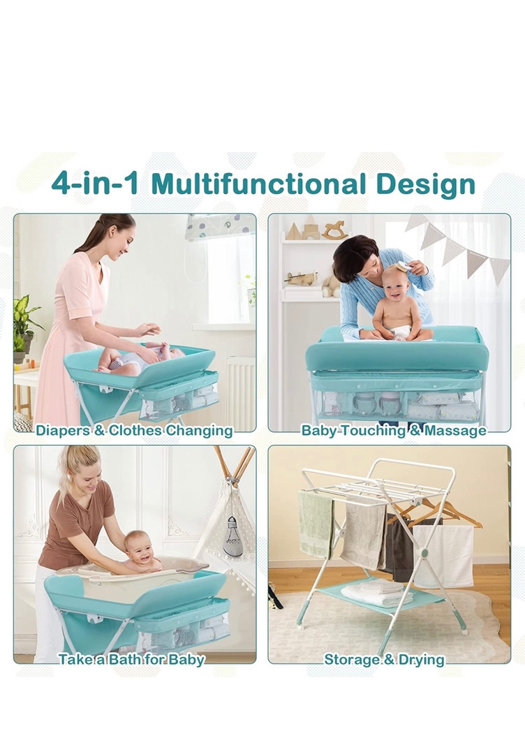 muebles - Mesa cambiador plegable 4 en 1 Baby JOY 1