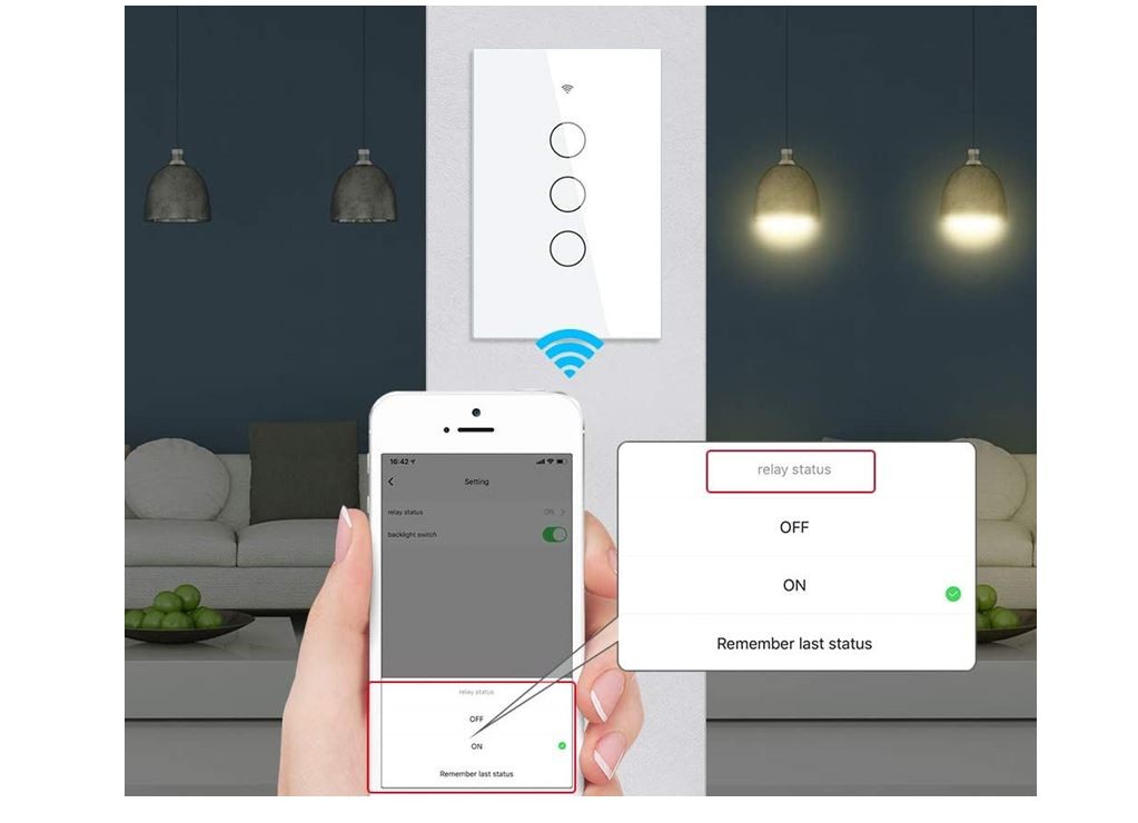 otros electronicos - Interruptor WIFI 3 conectores, contecta con Alexa y Google Home
 1