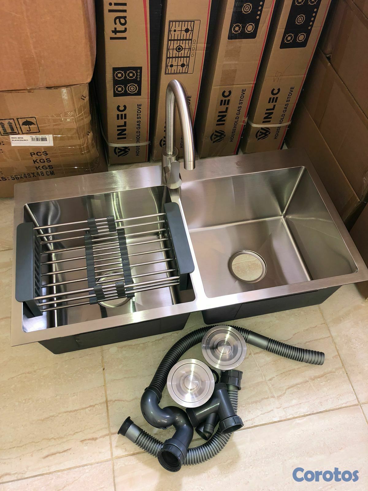 cocina - Fregadero en acero inoxidable con llave incluida  1