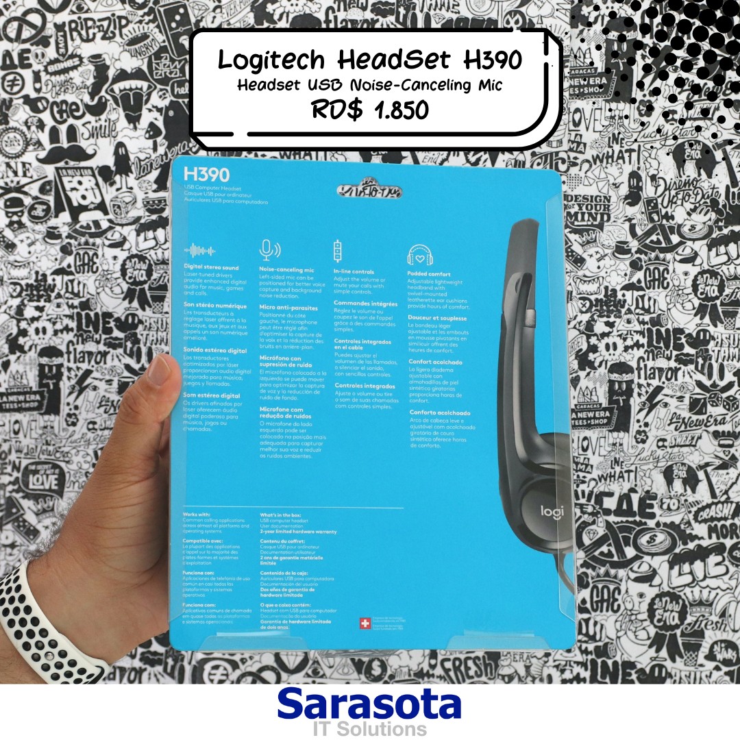 accesorios para electronica - Headset Audífonos con micrófono, cancelación de ruido de micrófono Logitech H390 1
