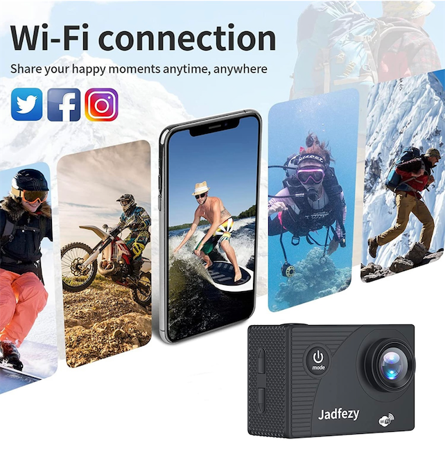 camaras y audio - Jadfezy Cámara de acción WiFi Ultra HD 1080P. Para Motor. Doble bateria 6