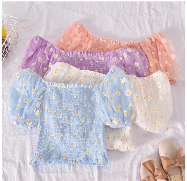 ropa para mujer - Blusa de Flores de Margaritas Fluorescente disponible en 4 colores. Top one Size