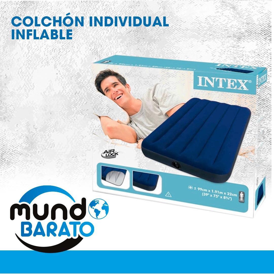 muebles y colchones - COLCHON INFLABLE INTEX INDIVIDUAL 1 PLAZA CAMA DE AIRE PORTATIL VIAJEROS