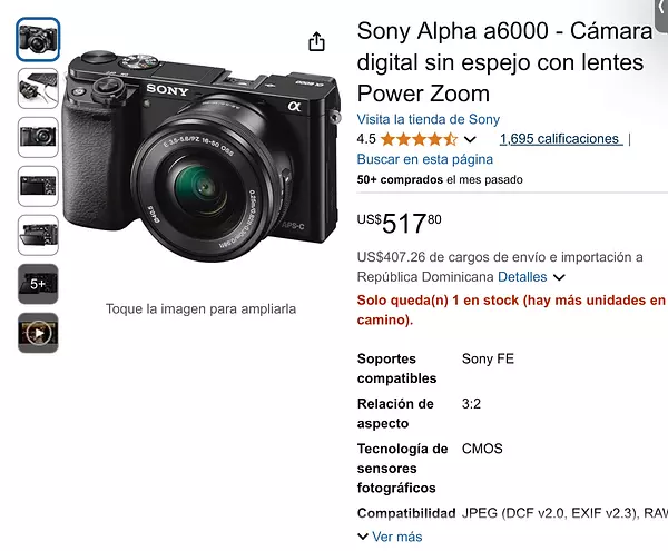 camaras y audio - Vendo sony a6000 con lente y accesorios  5