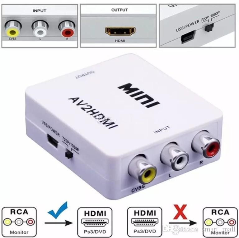 otros electronicos - Adaptador convertidor de AV (RCA) a HDMI