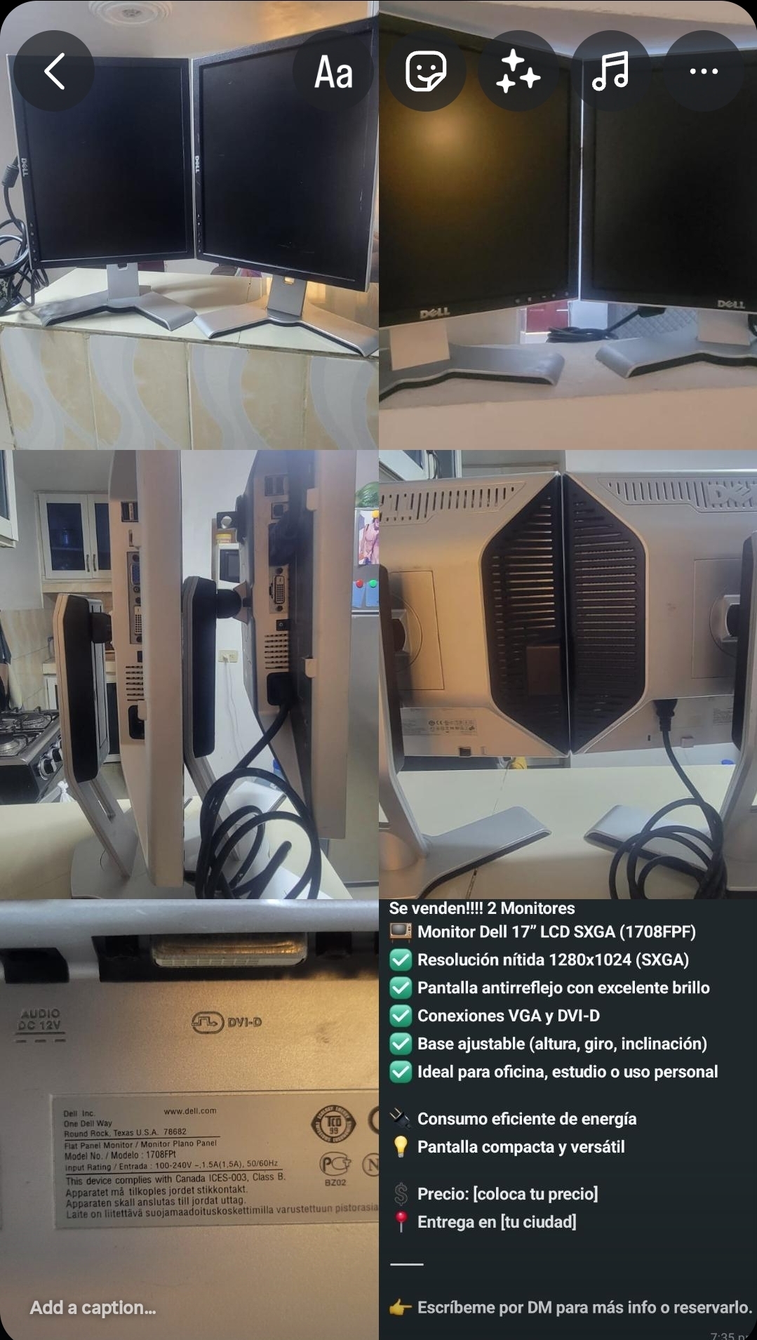 computadoras y laptops - Se venden! 2 Monitores 
📺 Monitor Dell 17” LCD SXGA (1708FPF 8