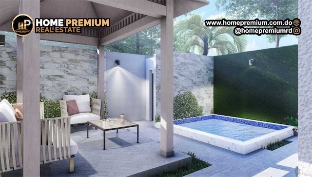 casas vacacionales y villas - Venta de villas en boca chica tipo townhouse opción con piscina 7
