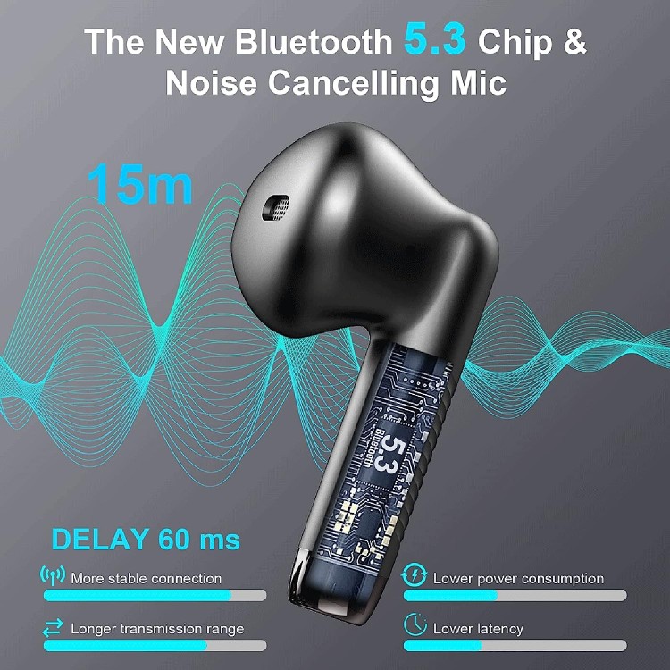 camaras y audio - JXREFV Auriculares inalámbricos, Bluetooth 5.3 Auriculares Estéreo Bajo 1