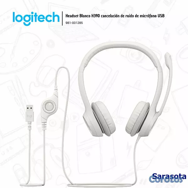 camaras y audio - Logitech Audífono H390 con microfono USB Blanco (9 2