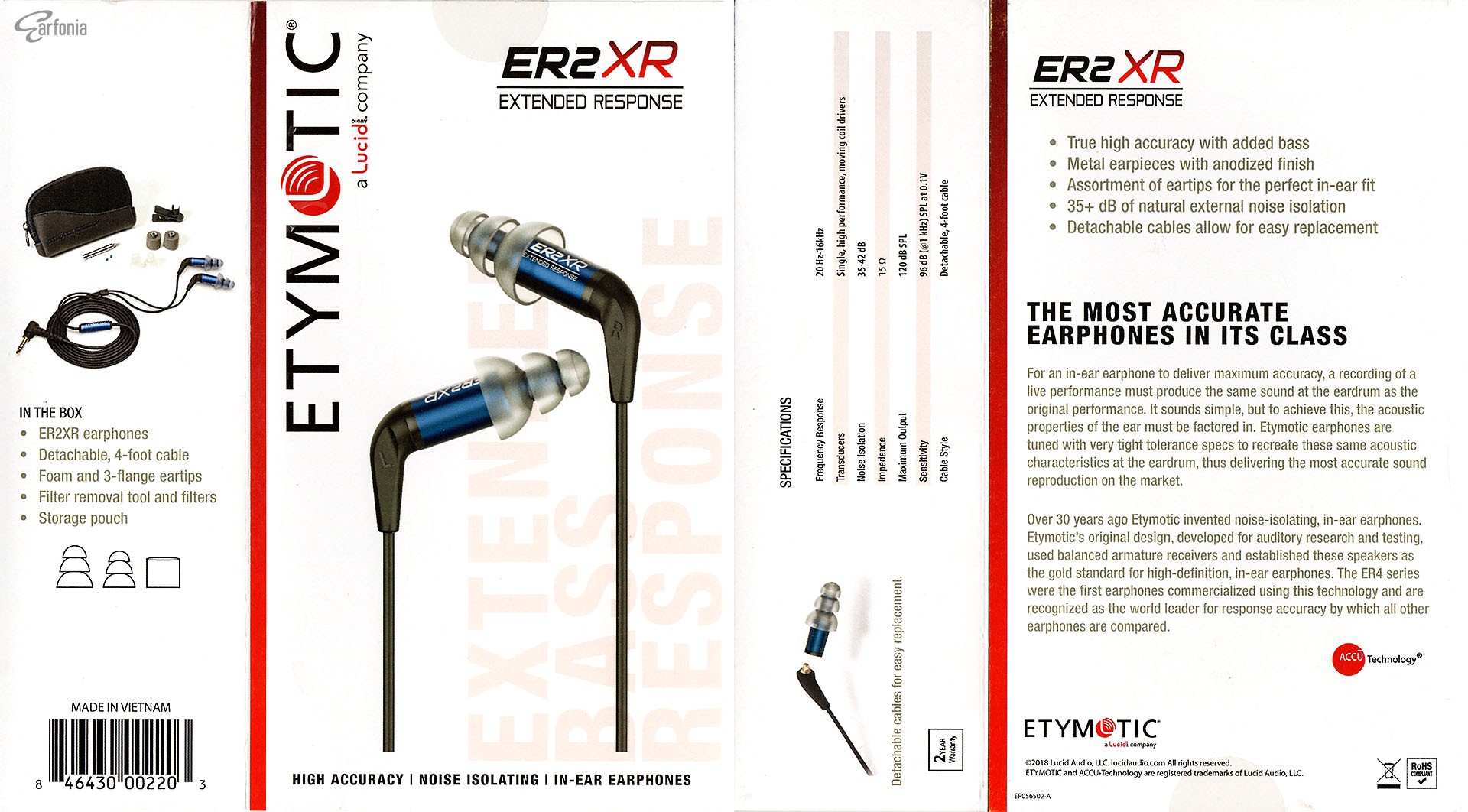 camaras y audio - Etymotic ER2XR Audífono In Ear Monitor IEM respuesta extendida 5