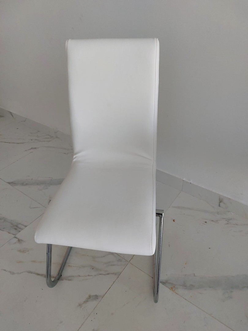 muebles y colchones - sillas comedor tapiz blanco 