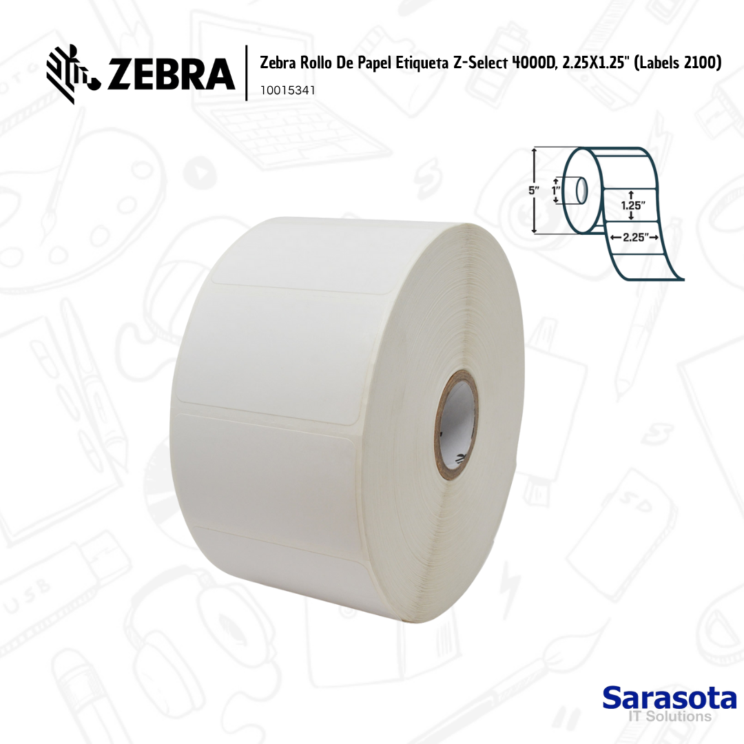 accesorios para electronica - Zebra Rollo De Papel Etiqueta 4000D, 2.25x1.25 1