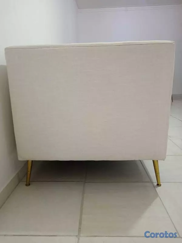 muebles y colchones - Sofá moderno 2 plazas beige con patas doradas – RD 3