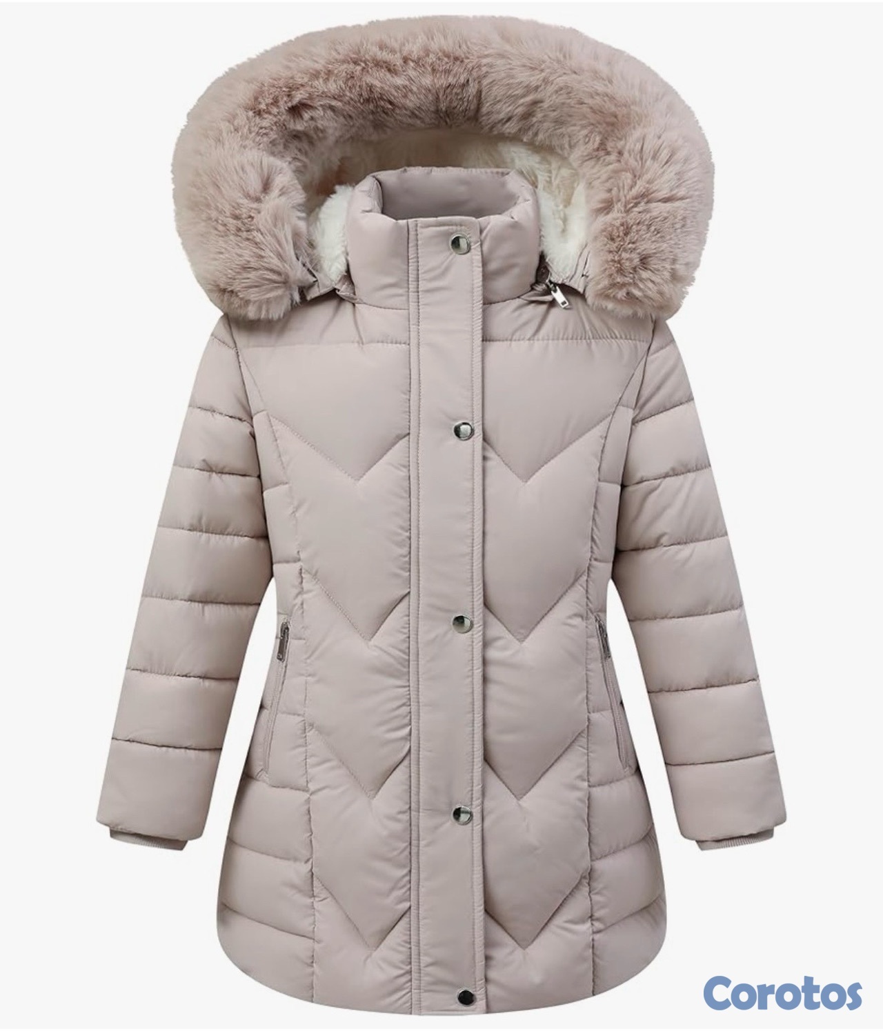 ropa y zapatos - Abrigo largo para niña con capucha – caqui claro 1