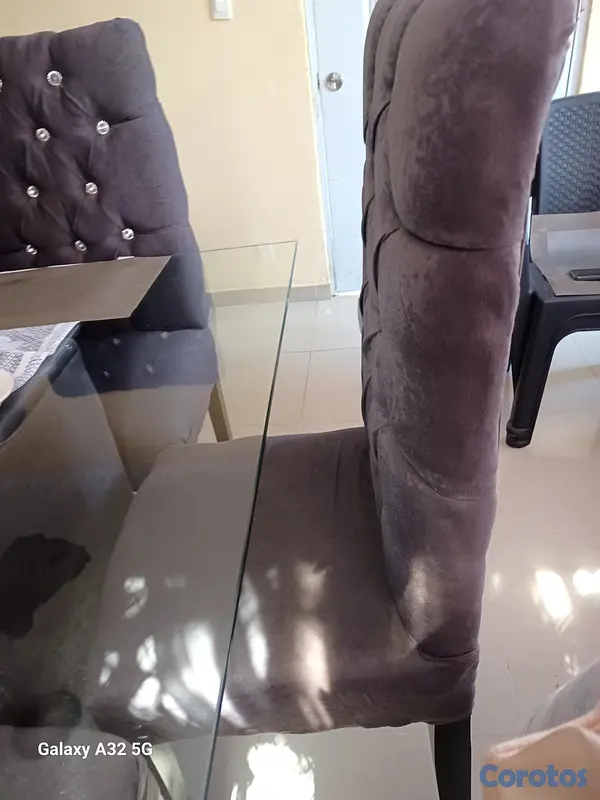 muebles y colchones - Comedor 4 silla con mesa de cristal 2