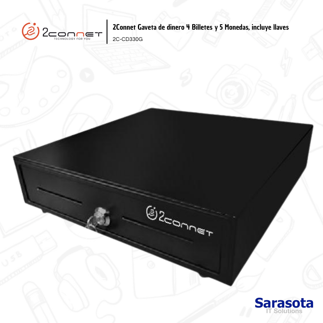 accesorios para electronica - Caja Registradora 4 Billetes y 5 Monedas 2Connet, 2C-CD330G 0