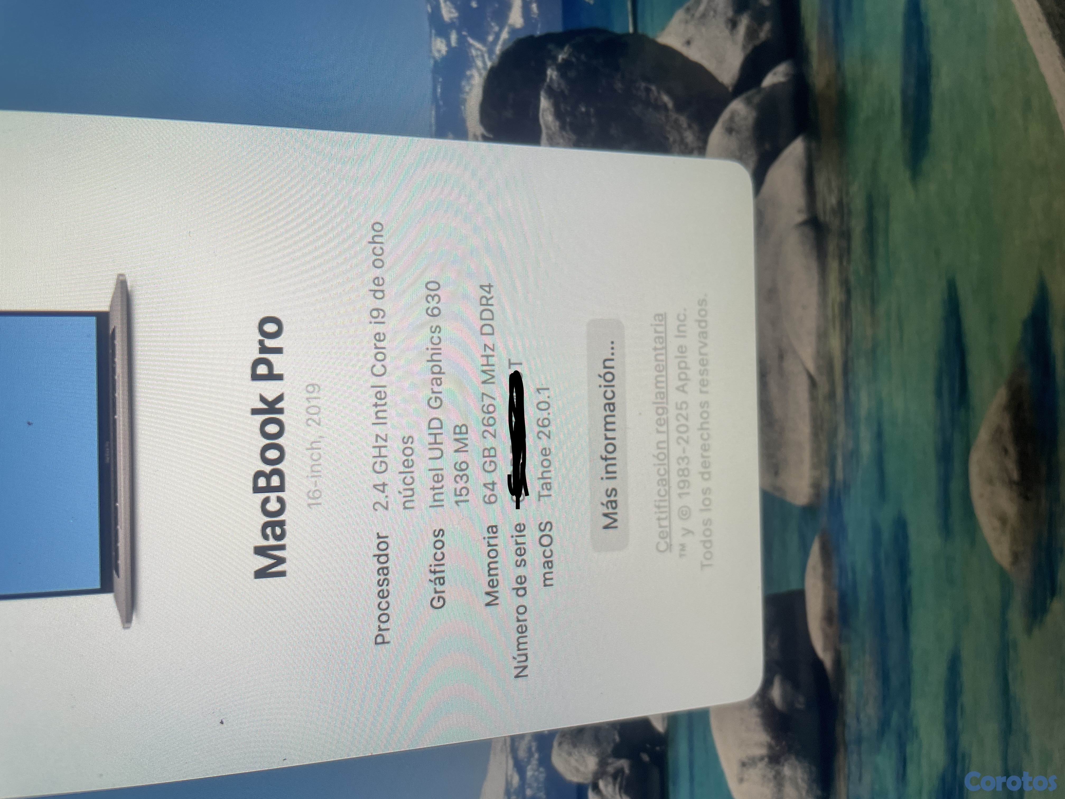 computadoras y laptops - Macbook Pro 16 2019 i9 2.4ghz, 64gb ram, 512 ssd  2