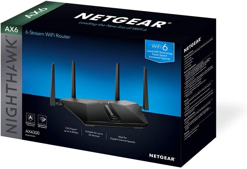 consolas y videojuegos - Netgear Nighthawk AX6 6-Stream AX4300 WiFi 6 Route 4