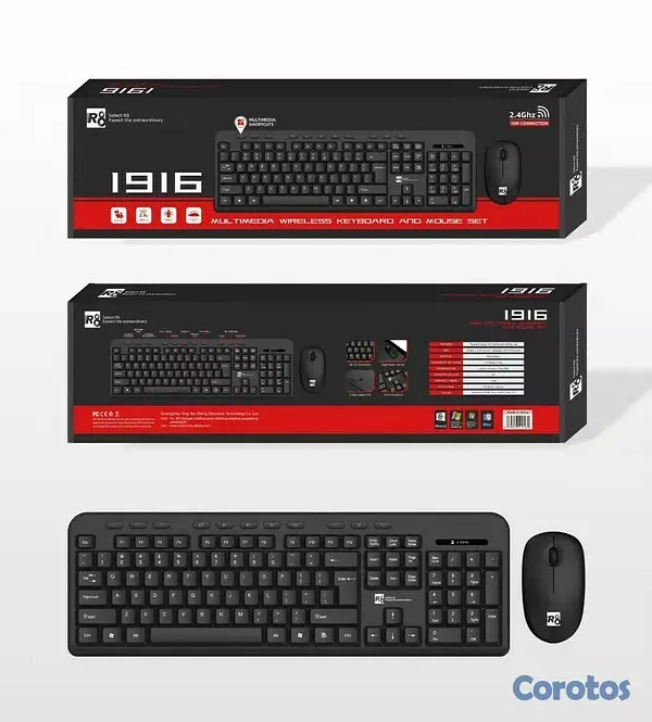 accesorios para electronica - TECLADO Y MOUSE INALAMBRICO R8 1916 JACL-KMS19 1