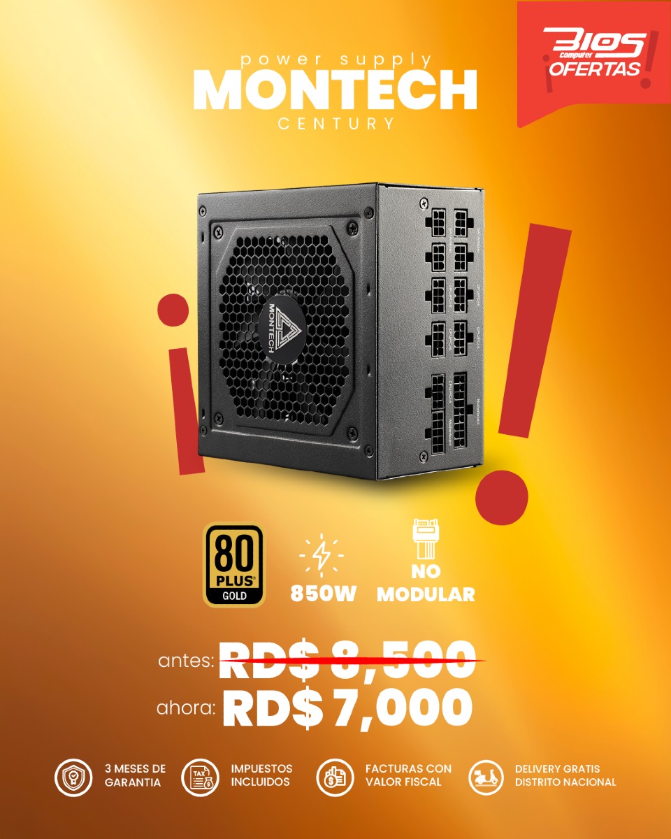 computadoras y laptops - Power Supply MONTECH CENTURY 850W 80 Plus Gold