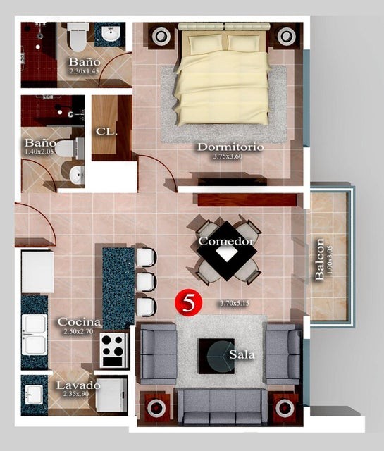 apartamentos - Apartamento 23-2204 piscina, ascensor, gimnasio, 2 habitaciones 4